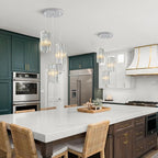 Chrome Pendant Lighting Modern Pendant Light, Mini Crystal Chandeliers,Adjustable Pendant Light Fixture for Kitchen Island Dinning Room Corridor Bedroom…(Gold 3-Light)
