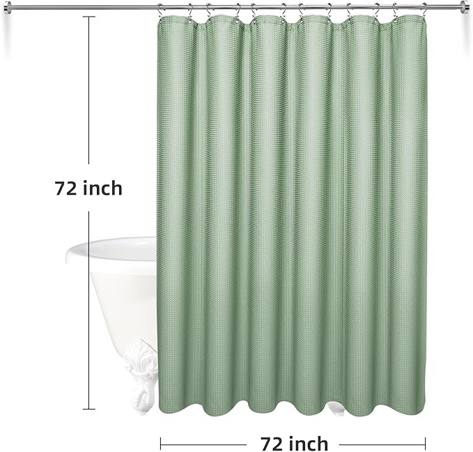 3 in 1 Waterproof Waffle Weave Shower Curtain and Clear Liner Set with 12 Stainless Steel Hooks Double Sided for Bathroom 72 Inches Heavy Duty Polyester Fabric Shower Curtains 72x72