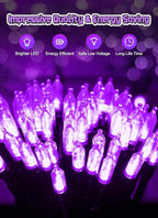 Battery Operated Halloween Indoor String Lights, 8 ft 20 LED Purple Mini Cluster Tree Lights with Timer, Indoor Outdoor Patio Garland Window Decor for Party Christmas Halloween Decorations