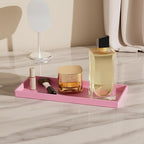 Vanity and Bathroom Tray, 11.8" ABS Countertop Organizer,Waterproof Vanity Tray for Toilet Tank,Perfume,Soap,Keys,Bathroom Accessories,Kitchen and Bath Trays,Non Slip Small Trays,Pink