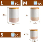 Yangbaga Canister Sets for Kitchen Counter, 80/40/20 OZ Large Ceramic Food Storage Jars with Airtight Wood Lids, Large Kitchen Canisters for Coffee, Sugar, Tea, Flour, Spice