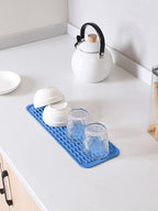 Silicone Dish Drying Mat for Multiple Usage,Easy clean,Eco-friendly,Heat-resistant Silicone Mat for Kitchen Counter,Sink,Bar,Bottle,or Cup Lichen Blue M 17 inches x 6 inches