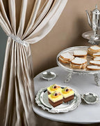 Quluxe Round Platter Serving Tray Metal Reusable Decorative Appetizer Platter Dessert Plate for Kitchen Party Centerpiece Display, 2 Pcs Silver (4 Inch+10 Inch)
