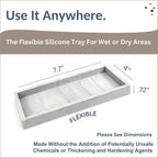 Countertop and Vanity Tray - Small 7.7” Silicone Tray for Soap Dispenser Bottles, Sponge Holder for Kitchen Sink Caddy Organizer, Bathroom Trays, Dish Soap Holder for Kitchen Counter, Keys