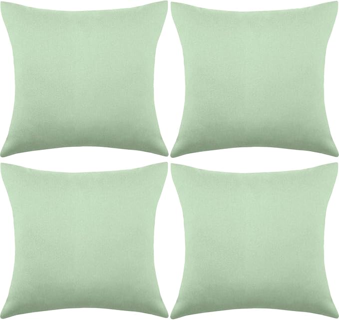 Boao 4 Pack Christmas Decorative Outdoor Waterproof Throw Pillow Covers Square Patio Balcony Garden Waterproof Cushion Case PU Coating Pillow Shell for Couch Bed Patio Sofa, 18 x 18 Inch(Light Green)