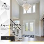 23 Lights Large Crystal Chandeliers 36" Modern Chrome Luxury Chandelier for Foyer Staircase Chandeliers 6 Tiers Round K9 Ceiling Pendant Lighting Fixture for Living Dining Room