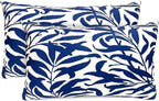Decorative Throw Pillow Covers Set of 2 Blue Pillow Covers 12x20 inch Short Plush Couch Throw Pillow Cases Floral Throw Pillows,Farmhouse Outdoor Pillow Covers for Sofa Bed Living Room Car
