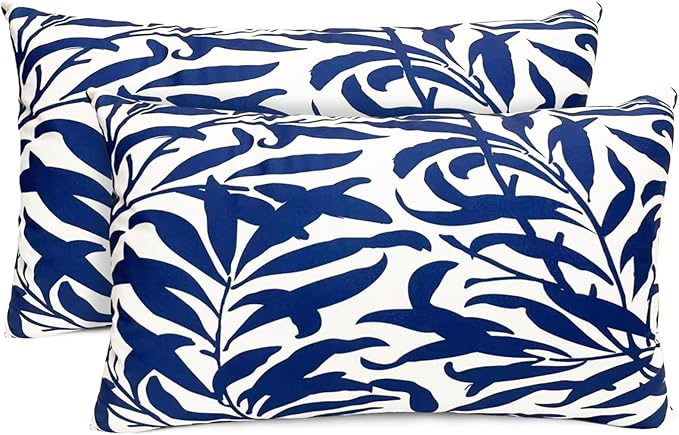 Decorative Throw Pillow Covers Set of 2 Blue Pillow Covers 12x20 inch Short Plush Couch Throw Pillow Cases Floral Throw Pillows,Farmhouse Outdoor Pillow Covers for Sofa Bed Living Room Car