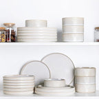 TheTerra Ceramic Dinnerware Sets for 8, 24 Pieces Porcelain Lightweight Plates and Bowls Sets, Scratch Resistant Dish Set, Oven & Microwave & Dishwasher Safe, Reactive White
