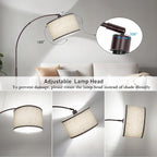 Floor Lamp for Living Room，Arc Floor Lamp with Adjustable Lamp Head Tall Pole Standing Lamp with On/Off Pedal Switch Over Couch Arched Reading Light for Bedroom Study Room 8W LED Bulb Included （Brown）