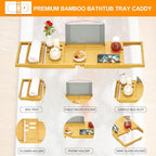 Premium Bathtub Tray Caddy, Expandable Bath Tray for Bath Tub, Bath/Bathtub Table Tray, Great House Warming, Anniversary & Wedding and Unique Birthday Gifts