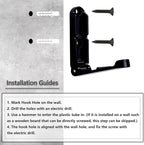 4Pcs Folding Coat Hooks, Zinc Alloy Folding Wall Hook for Hanging Coat Scarf Hat Robe Key Purse, Foldable Invisible Hook with Screws (Black)