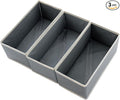 Sock Drawer Organizer 3 Pack Light Gray, 11' Dresser Drawer Dividers for Closet Wardrobe, Small Fabric Storage Bins for Underwear Bra Baby Clothes