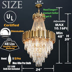 Foyer Chandeliers for High Ceilings Gold Chandelier Light Fixture Crystal Chandeliers for Dining Room Extra Long Modern Chandelier for Living Room Bedroom Entrance Stairway Empire