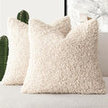 Foindtower 2 Pieces 20x20 Inch Cream Beige, Faux Fur Throw Pillow Cover Accent Sherpa Furry Pillow Covers Fuzzy Soft Pillowcases Cozy Sheepskin Decorative Fleece Cushion Case for Bed Couch Living Room