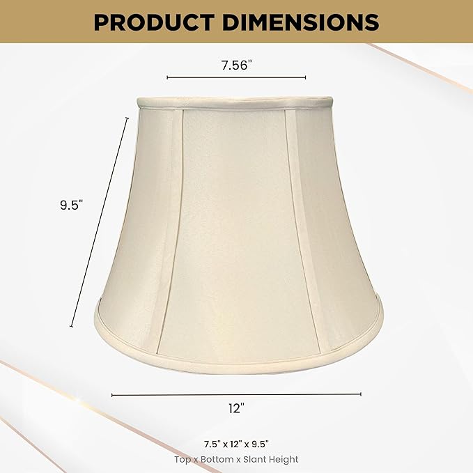 Royal Designs, Inc. BSO-708-12BG-2 Modified Bell Basic Lamp Shade, 7.5 x 12 x 9.5, Beige, 2-Pack