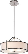 XiNBEi Lighting Pendant Lighting 18 inch 3 Light Drum Pendant Light with Fabric Shade and Glass Diffuser in Brushed Nickel, Classic Convertible Drum Chandelier for Living & Dinning Room XB-P1199-BN