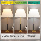 26.4" Living Room Modern Table Lamp Bedside Lamps for Bedroom 3-Color Temperatures Pull Chain Switch Nightstand Lamp for End Tables Wood Fabric for Home/Office/Desk Decor (Light Brown+Brass)
