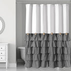 Seasonwood White and Gray Shower Curtain 72 x 72 with Nature Buttons Shabby Chic Shower Curtain French Country Style Modern Farmhouse Shower Curtains 72" x 72", Grey and White