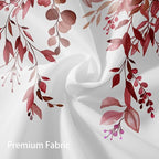 Eucalyptus Shower Curtain, Red Watercolor Leaves with Floral Botanical Bathroom Decor, Waterproof Fabric Bath Curtain Set with Hooks, 72x78 Inches