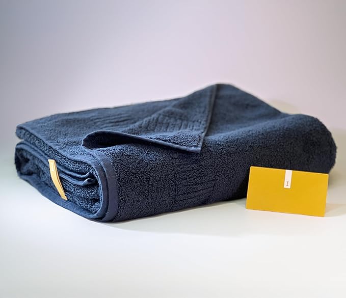 Extra Absorbent Organic Cotton Bath Towels, Soft & Plush, Made in Japan, Oeko-Tex Class 1 Certified, 28 x 53 inch, Navy, Pack of 1 – Proof of Purity