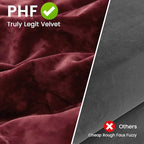 PHF Truly Velvet Pillowcases King Size, No Insert, 2 Pack Ultra Soft Breathable Pillow Shams Covers with Envelope Closure, 20" X 36" Luxury Cozy Warm Fuzzy Flannel, Wine Red