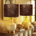 Lamp Shades set of 2 Large Drum Lampshade for Floor Lamps and Table Lamps Come With 2 Lamp Shade Holders New Crocodile Print Lampshade，Top 15"× Bottom15"× Height12" Spider Easy Assemble