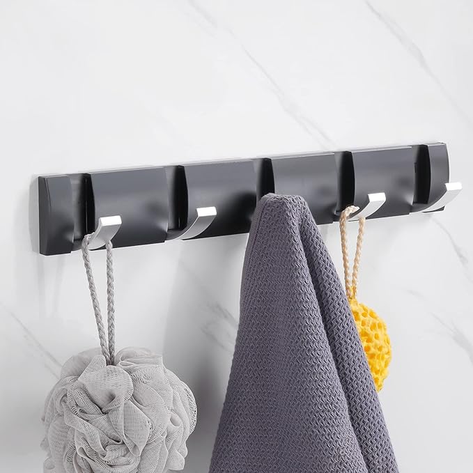 Wall-Mounted Coat Hooks, Black Silver