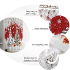 Vandarllin Christmas Gnome Shower Curtain, Winter Merry Christmas Tree Balls Shower Curtains Set with Hooks, Red Waterproof Fabric Bathroom Curtains Decor Home Accessories,Stall 36 X 72 Inch
