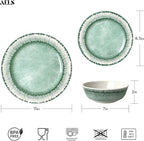 AELS Melamine Dinnerware Set of 18 Pcs Dinner Dishes Set, Lightweight Unbreakable for Indoor and Outdoor Use, BPA Free, Dishwasher Safe, Sage Green