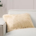 Phantoscope Faux Fur Pillow Cover Decorative Fluffy Throw Pillow Mongolian Luxury Fuzzy Pillow Case Cushion Cover for Bedroom and Couch, Light Beige 12 x 20 Inches