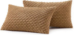 MIULEE Pack of 2 Decorative Lumbar Throw Pillow Covers 12x20 Inch Soft Boho Striped Textured Corduroy Pillow Covers Modern Farmhouse Home Decor for Couch Bed Sofa Living Room Light Coffee