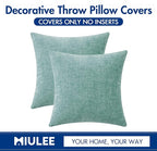 MIULEE Pack of 2 Couch Throw Pillow Covers 16x16 Inch Soft Aqua Green Chenille Pillow Covers for Sofa Living Room Solid Dyed Pillow Cases