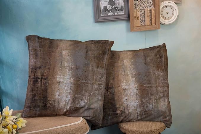 CAPSCEOLL Grey Brown Throw Pillow Covers Modern Home Art Decor,18 X 18 Inches Set of 2 Pillow Cases Decorative,Abstract Oil Painting Pillowcases for Bedroom,Living Room