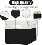 Large 22 Quart Linen Fabric Foldable Storage Bin Cube Organizer Basket with Flip-Top Lid & Handles, Clothes Blanket Box for Home, Office, Closet, Black & White, 4 Pack 14.6 x 9.5 x 9.5