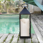 Homemory 6.3" x 12" Extra Large Outdoor Waterproof Candle with Auto 6-Hour Timer, White Plastic Made, Long Last for Months