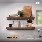 BAOBAB WORKSHOP Wood Floating Shelves for Wall 30 Inches Long, Solid Wooden Bathroom Shelf Large, Heavy Duty Wall Shelf 30 Inch Kitchen Bedroom Rustic Farmhouse, Walnut Shelves, 30W × 6.7D, Set of 2