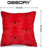 GEEORY Christmas Pillow Covers 16x16 Inch Set of 2, Christmas Decorations Xmas Tree Soft Plush Fluffy Faux Fur Decorative Throw Pillows Farmhouse Winter Cushion Case Red Brown GC035-16