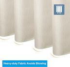 AmazerBath Waffle Shower Curtain, Heavy Duty Fabric Shower Curtain with Waffle Weave Hotel Quality Bathroom Curtains, 72 x 72 Inches (Cream Yellow)