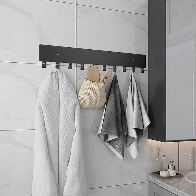 Key Holder Wall Mount with 10 Hooks - Key Rack Organizer for Entryway, Kitchen & Office, Screw-in Mounting 1 Pack 14 Inch