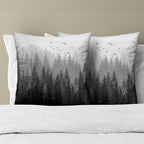Grey Forest Pillow Covers 18x18 Inch Set of 2, Black Gray Trees and Mountain Square Throw Pillow Case Decorative Cushion Cover Soft Cotton Pillowcase for Home Couch Bed Sofa