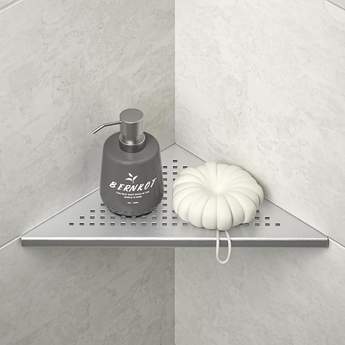 Corner Shower Shelf 2 Pack, 304 Stainless Steel Grout in Shelves for Bathroom, 10'' Recessed Shelf Rack for Tiled Wall, No Drilling Needed (10'', Silver)