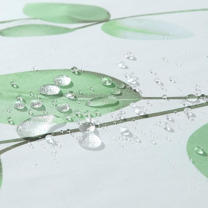 Extra Long Fabric Shower Curtain, Green Watercolor Eucalyptus Leaves Shower Curtain for Bathroom, 72" W x 84" H