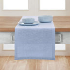 Solino Home Linen Table Runner 48 Inches - 100% Pure Linen Chambray Blue Table Runner 14 x 48 Inch Ideal for Dresser and Coffee Tables - Athena - Christmas