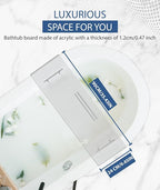 Acrylic Bathtub Tray Clear Bathtub Caddy Bath Tray Table for Tub Luxury Spa with Book and Wine Glass Holder Bathroom Accessories for Bathroom Decoration, Transparent 35.4inch