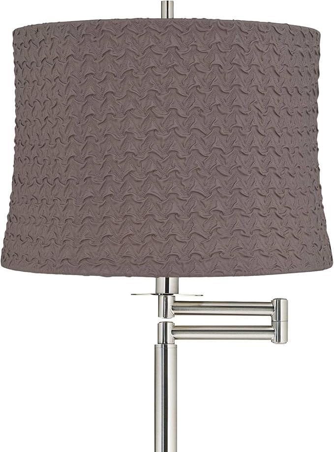 360 Lighting Druckman Modern 60 1/2" Tall Standing Floor Lamp Skinny Adjustable Swing Arm Pole Silver Metal Brushed Nickel Finish Living Room Bedroom House Reading Office Sierra Gray Drum Shade