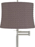 360 Lighting Druckman Modern 60 1/2" Tall Standing Floor Lamp Skinny Adjustable Swing Arm Pole Silver Metal Brushed Nickel Finish Living Room Bedroom House Reading Office Sierra Gray Drum Shade