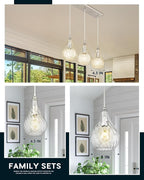 TENGXIN Mini Hanging Light 6 Inch,Kitchen Pendant Lighting Over Island,Brushed Nickel Finished Striped Glass Pendant Light,Farmhouse Pendant Light for Dining Room,Bedroom