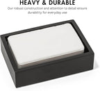 Matte Black Square Soap Dish, Hand Soap Holder for Bathroom, Shower, Countertop, Bathtub, Wash Room, Kitchen with Non-Slip Protective Pads
