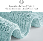 Madison Park Splendor Reversible 100% Cotton Tufted Bathroom Rug-3000 GSM Hotel Quality Luxurious Plush Medium Pile Bath Mat Absorbent, Quick Dry, Shower Room Décor, 20x30 Blue